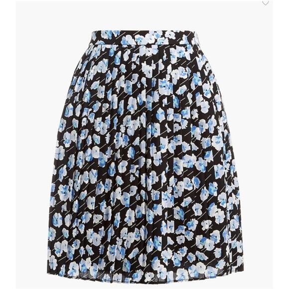 J. CREW Womens Mini Skirt Pleated Full A Line Floral Black Blue sz 4 NWT NEW